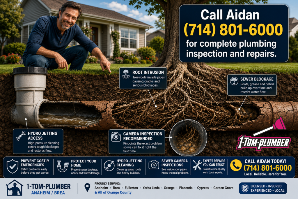 Tree Roots Sewer Line Anaheim causing drain blockage