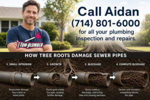 Tree Roots Sewer Pipes entering through cracked sewer pipe