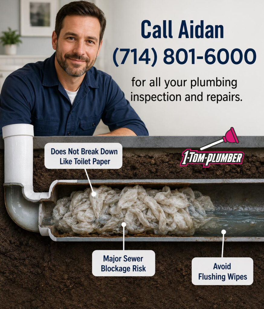 Flushable Wipes Sewer Line blockage inside drain pipe