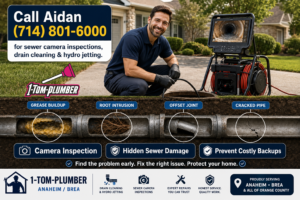 Sewer Camera Inspection Anaheim inside residential drain line
