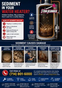 Water Heater Sediment buildup inside residential tank water heater