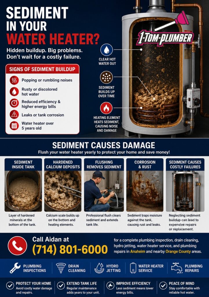 Water Heater Sediment buildup inside residential tank water heater