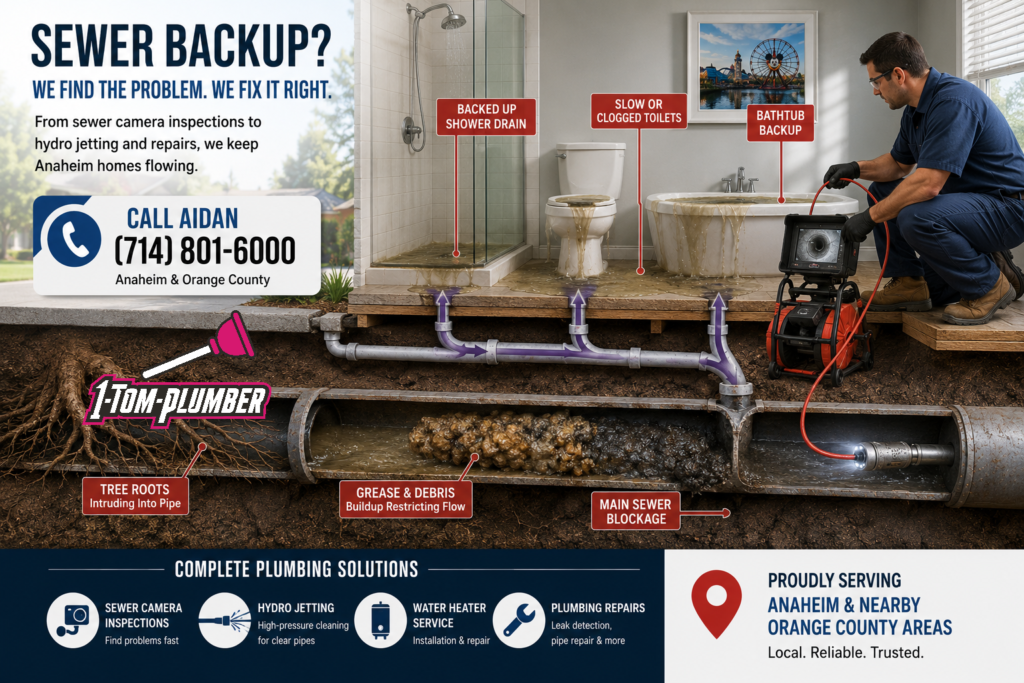 Sewer Backup Anaheim causing wastewater overflow